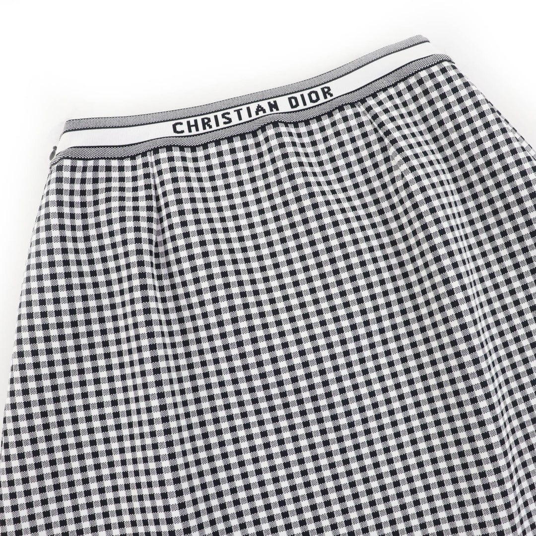 Excellent Christian Dior Checkn Dior Gingham Check A-line Skirt 42 344J10AM532