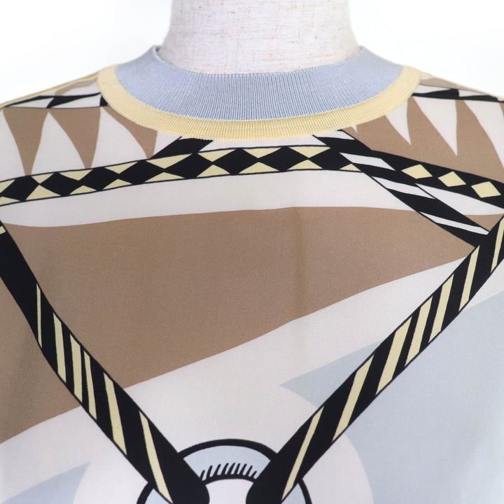 Great HERMES one piece Figure Artistic twill laine silk Women 36