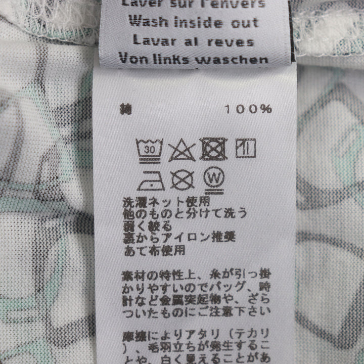 素晴らしいHERMES半袖TシャツホワイトグリーンコットンメンズXXL