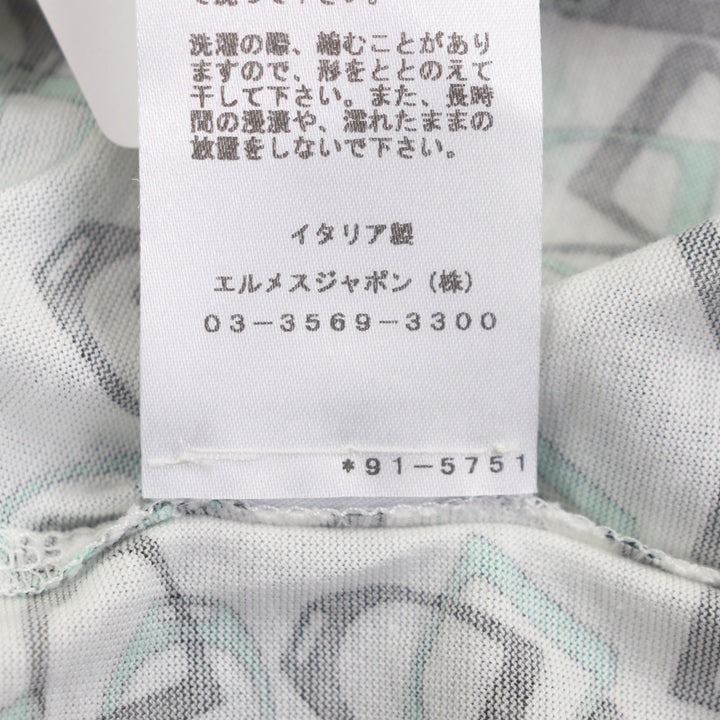 素晴らしいHERMES半袖TシャツホワイトグリーンコットンメンズXXL