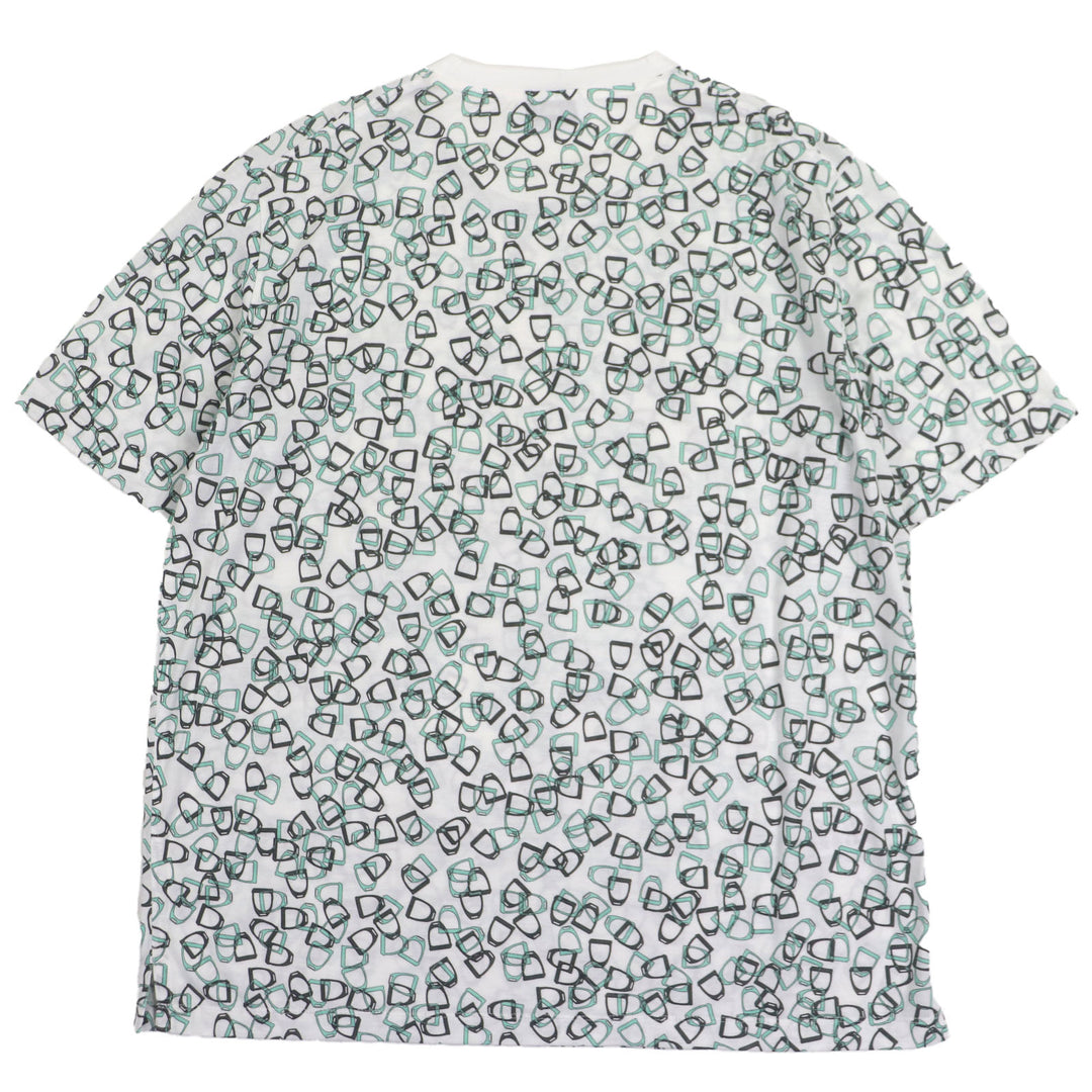 素晴らしいHERMES半袖TシャツホワイトグリーンコットンメンズXXL