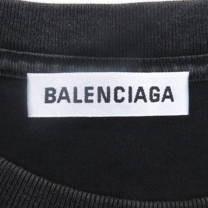 素晴らしいBALENCIAGAの半袖Tシャツ、BBロゴプリント、ダメージ加工、オーバーサイズ