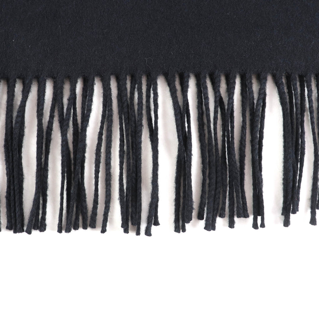 Great PRADA Scarf Triangle with logo and fringe black silk Women 1FS047