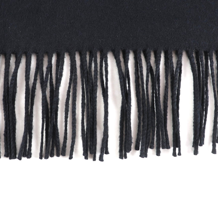 Great PRADA Scarf Triangle with logo and fringe black silk Women 1FS047