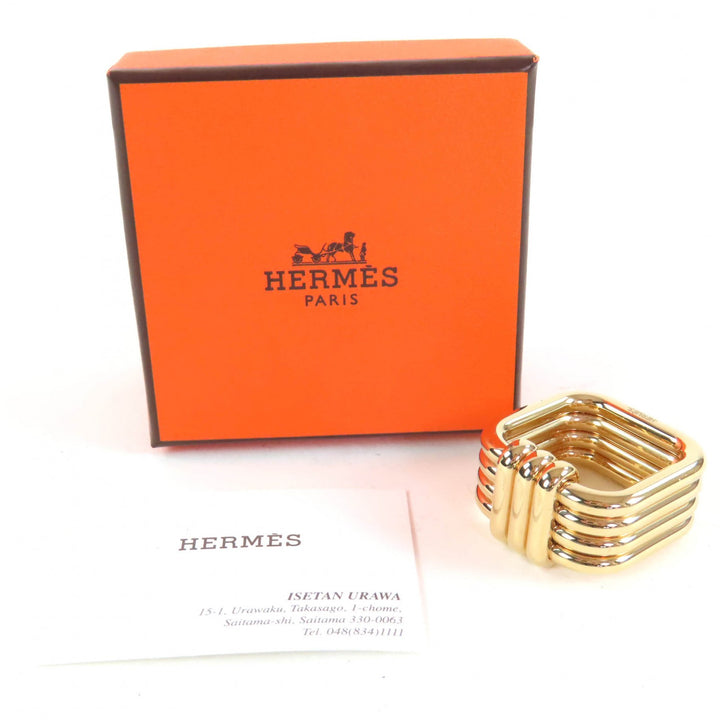Excellent HERMES Scarf ring Ruban Square Scarf Clasp Accessories gold Women