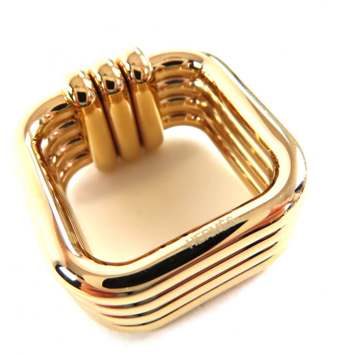Excellent HERMES Scarf ring Ruban Square Scarf Clasp Accessories gold Women