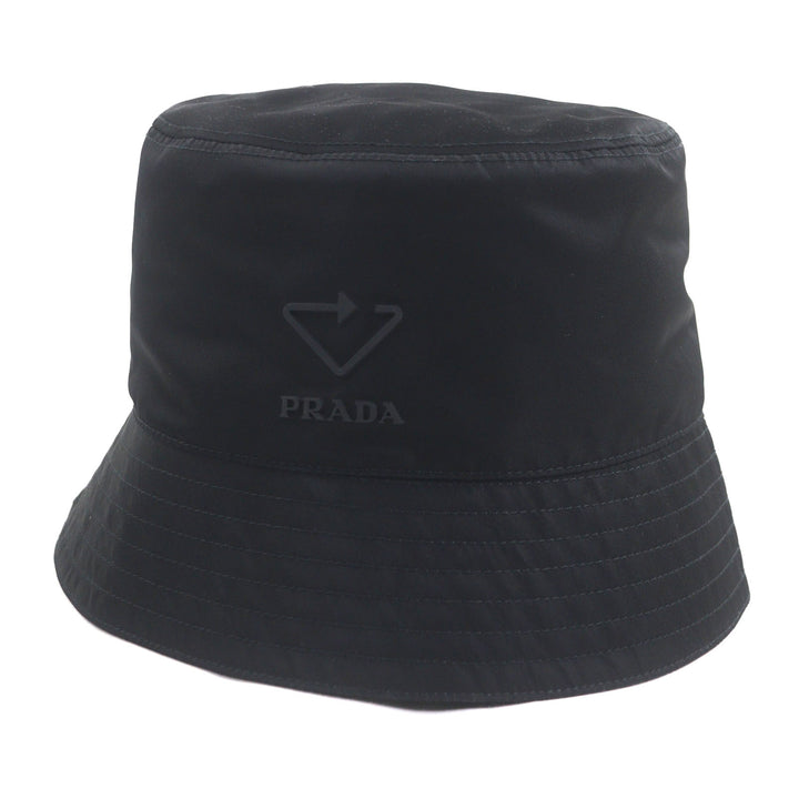 Excellent PRADA hat With logo hat bucket black recycled polyamide mens S 2HC137