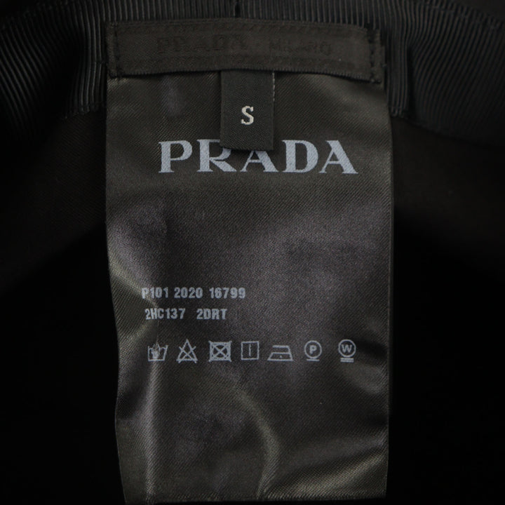 Excellent PRADA hat With logo hat bucket black recycled polyamide mens S 2HC137