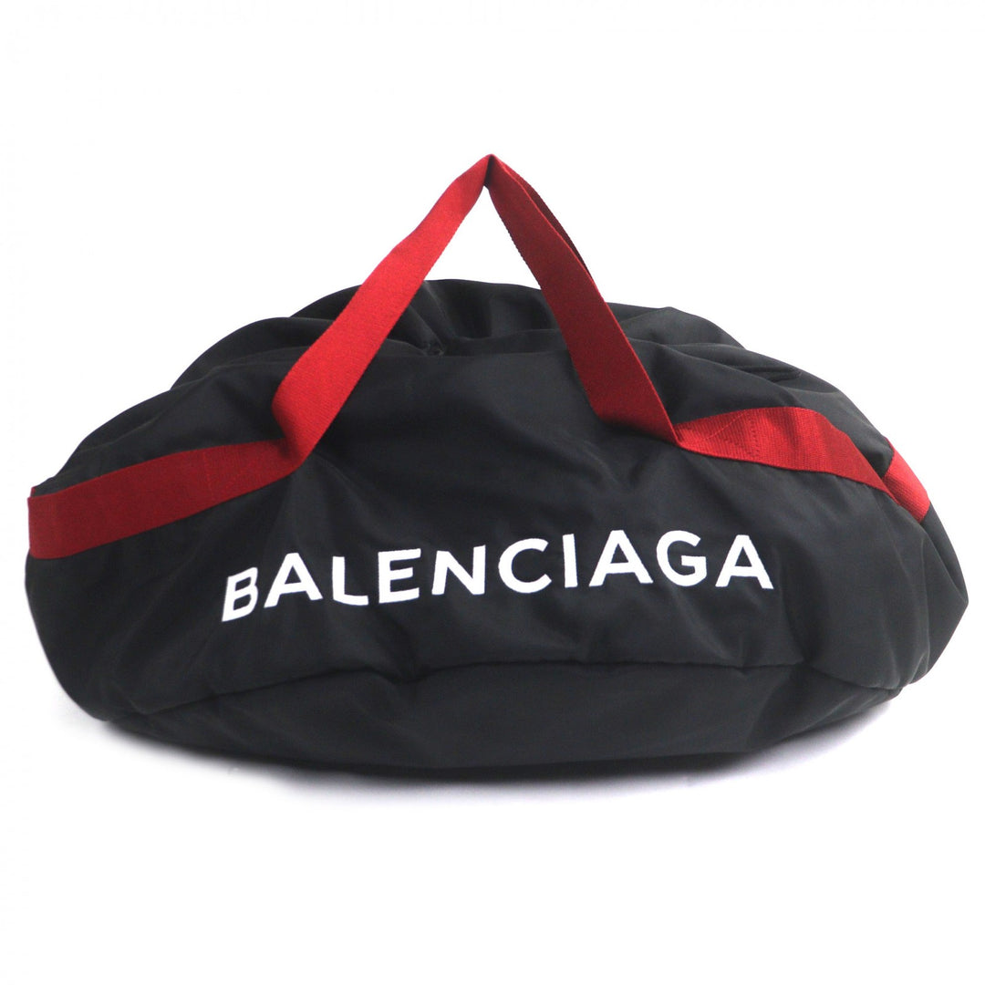 素晴らしい BALENCIAGA ボストンバッグ ホイール ブラック レッド ナイロン メンズ 489941
