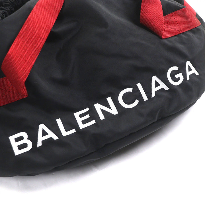 素晴らしい BALENCIAGA ボストンバッグ ホイール ブラック レッド ナイロン メンズ 489941