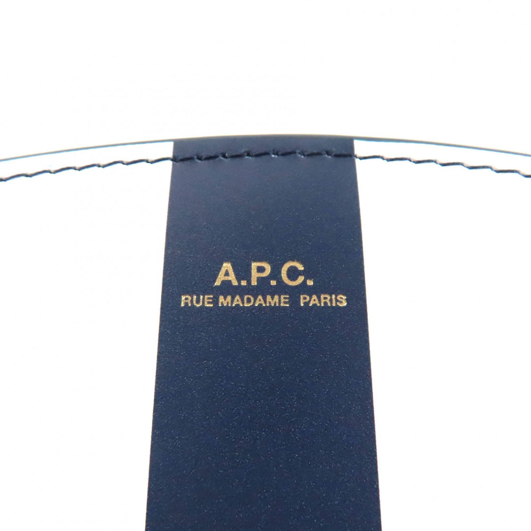 新品 APC ショルダーバッグ サックデムル ミニ ネイビー ホワイト レザー レディース PXBSZ-F61392