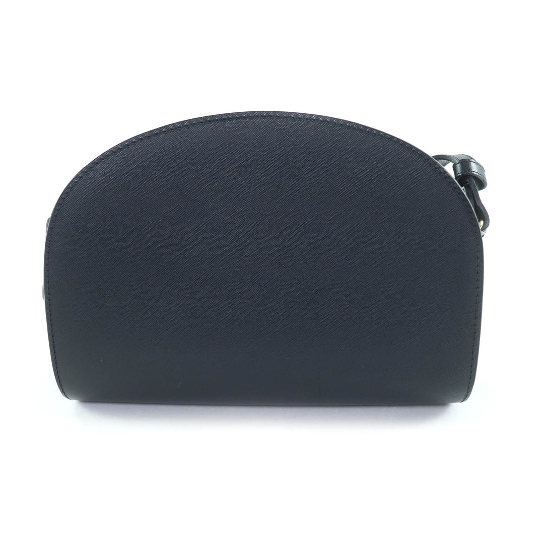 Great A.P.C. Shoulder Bag Logo Half Moon Leather Dark navy leather Women