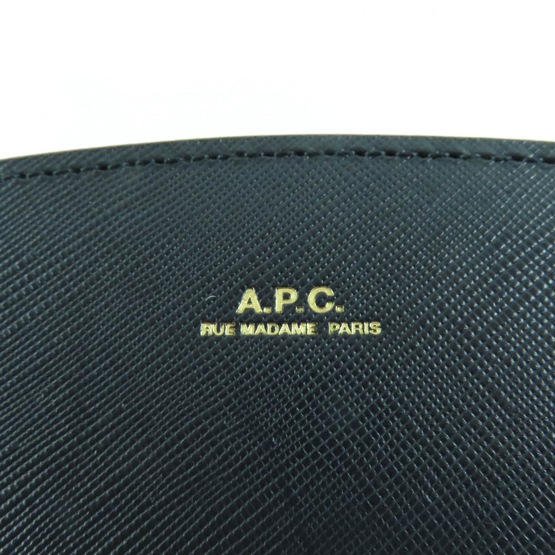 Great A.P.C. Shoulder Bag Logo Half Moon Leather Dark navy leather Women