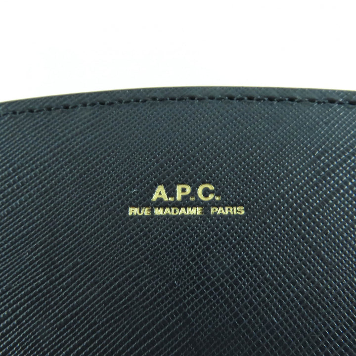 Great A.P.C. Shoulder Bag Logo Half Moon Leather Dark navy leather Women