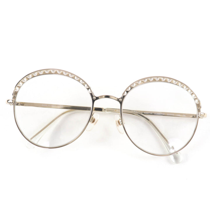 Excellent CHANEL Glasses COCO Mark Faux Pearl Sunglasses/Eyewear gold Women 4247