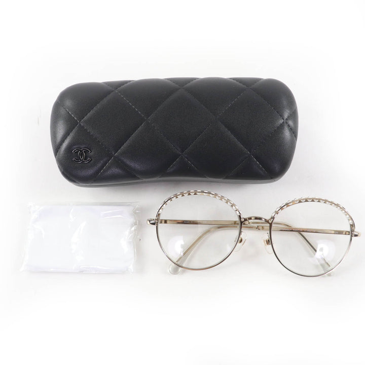 Excellent CHANEL Glasses COCO Mark Faux Pearl Sunglasses/Eyewear gold Women 4247