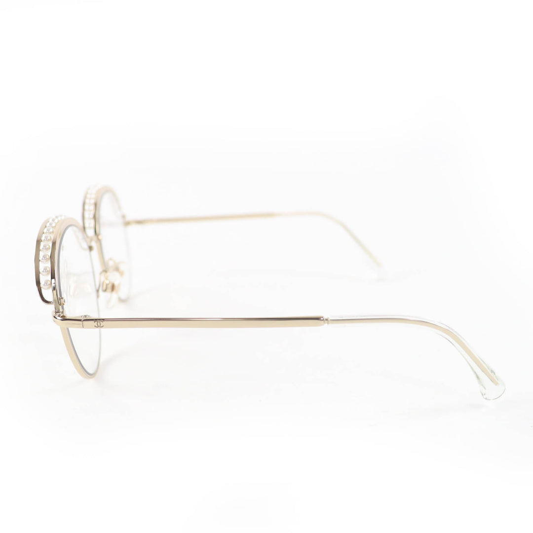 Excellent CHANEL Glasses COCO Mark Faux Pearl Sunglasses/Eyewear gold Women 4247