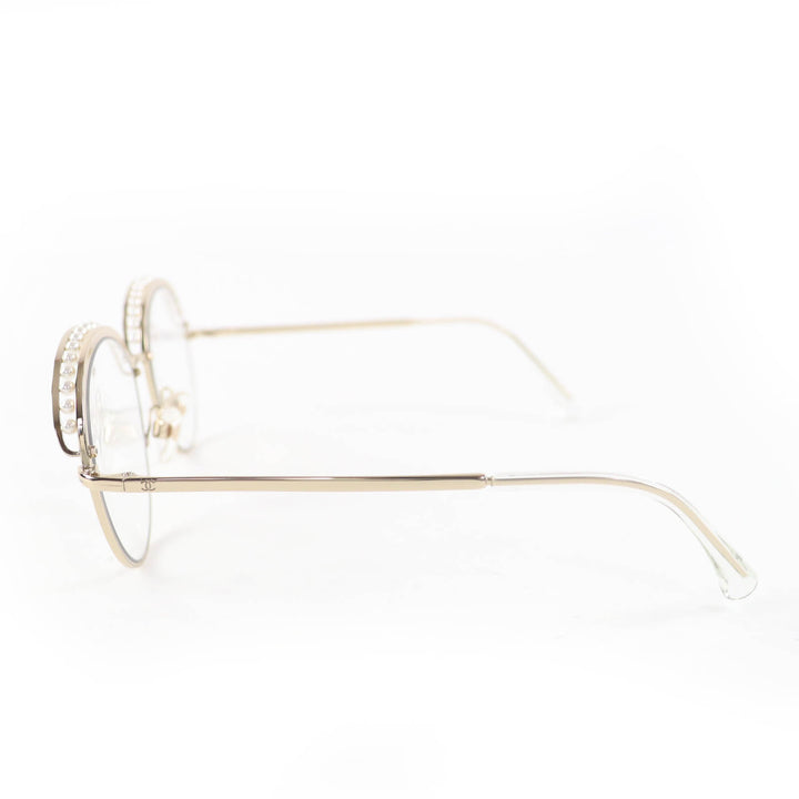 Excellent CHANEL Glasses COCO Mark Faux Pearl Sunglasses/Eyewear gold Women 4247