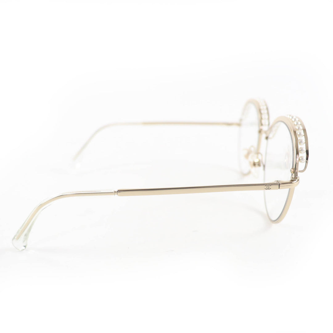 Excellent CHANEL Glasses COCO Mark Faux Pearl Sunglasses/Eyewear gold Women 4247