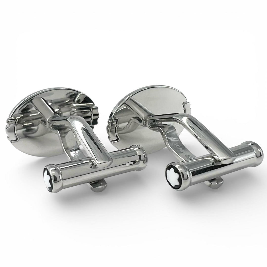 Excellent MONTBLANC Cufflinks cufflinks Oval white star logo engraving Silver