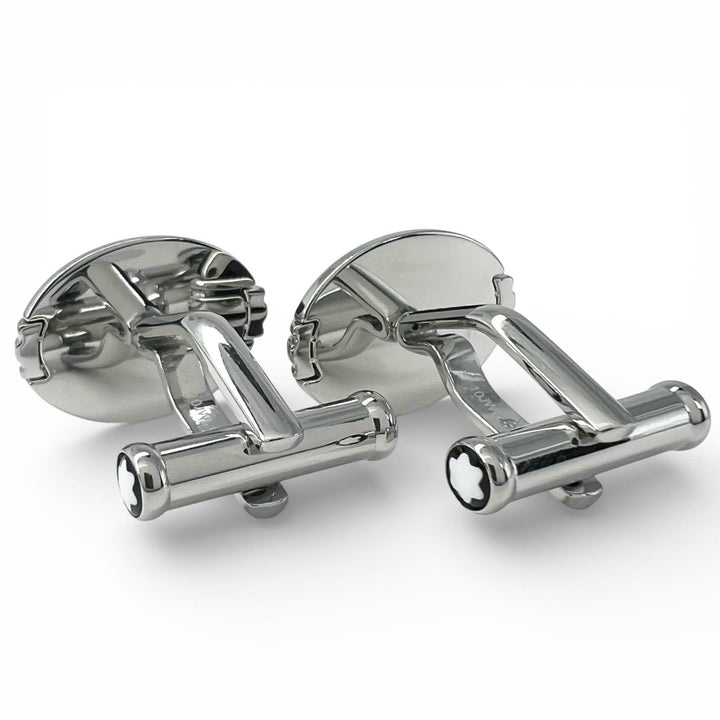 Excellent MONTBLANC Cufflinks cufflinks Oval white star logo engraving Silver