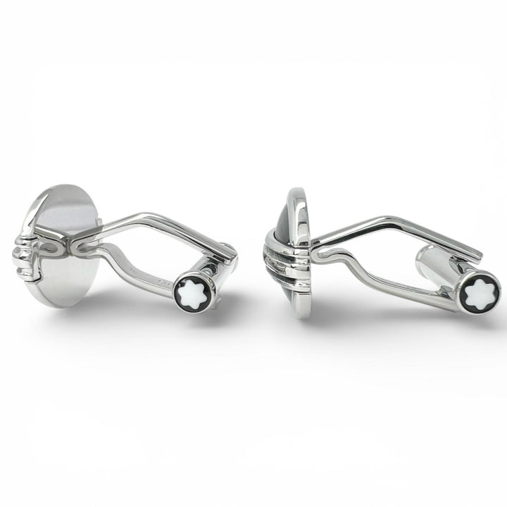 Excellent MONTBLANC Cufflinks cufflinks Oval white star logo engraving Silver
