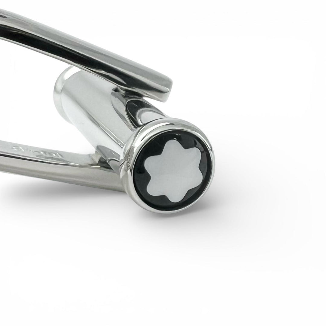 Excellent MONTBLANC Cufflinks cufflinks Oval white star logo engraving Silver