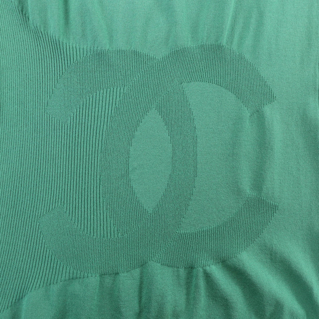 Great CHANEL tops Large COCO Mark Crew Neck Short Sleeve green Rayon 34 P53310