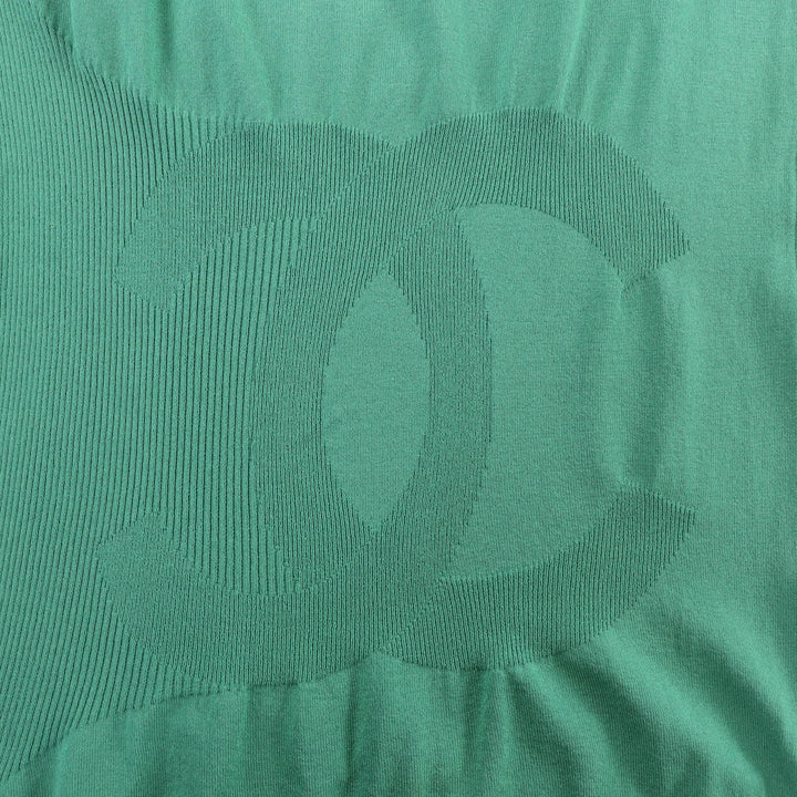 Great CHANEL tops Large COCO Mark Crew Neck Short Sleeve green Rayon 34 P53310