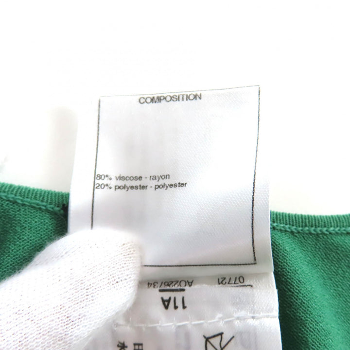 Great CHANEL tops Large COCO Mark Crew Neck Short Sleeve green Rayon 34 P53310