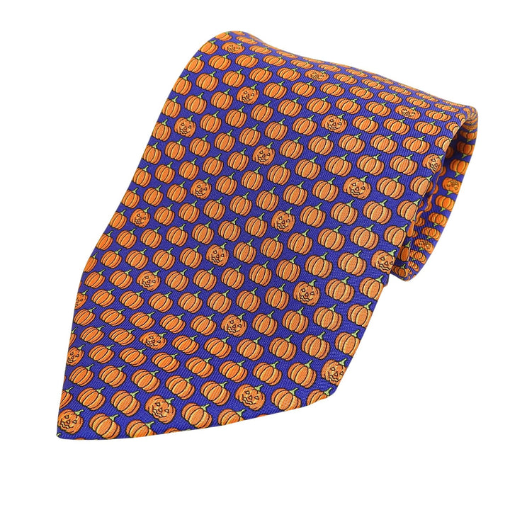 Pristine HERMES tie Pumpkin Pattern silk mens