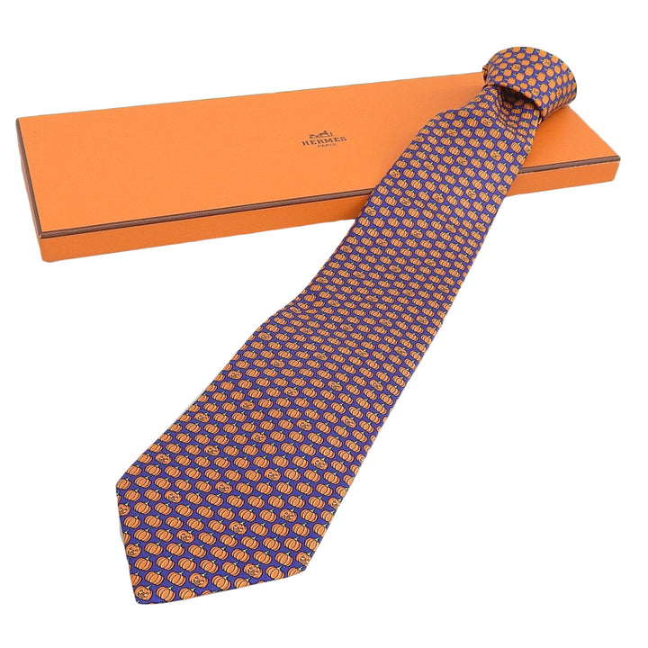Pristine HERMES tie Pumpkin Pattern silk mens