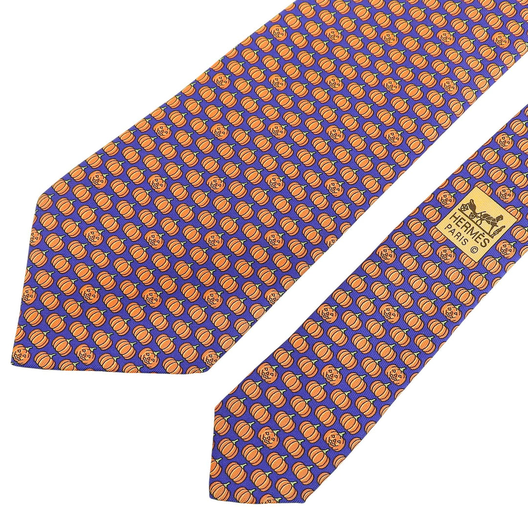 Pristine HERMES tie Pumpkin Pattern silk mens