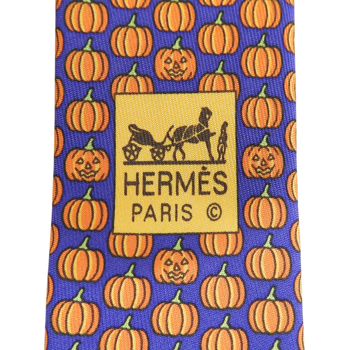 Pristine HERMES tie Pumpkin Pattern silk mens