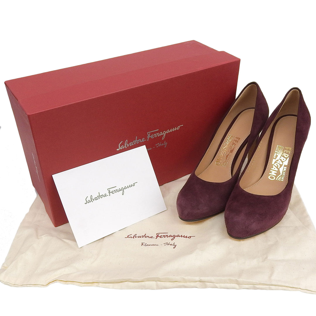 Pristine Salvatore Ferragamo pumps ワインレッド系 Suede leather Women 5