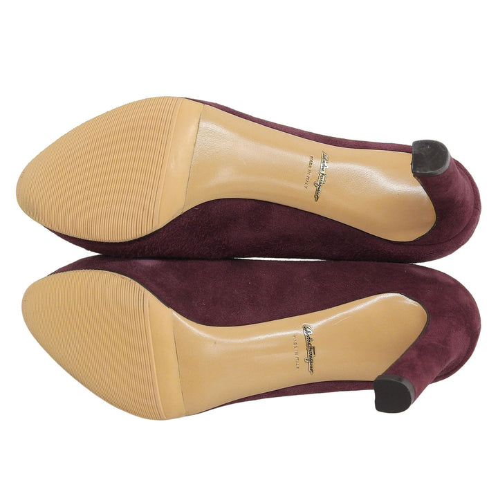 Pristine Salvatore Ferragamo pumps ワインレッド系 Suede leather Women 5