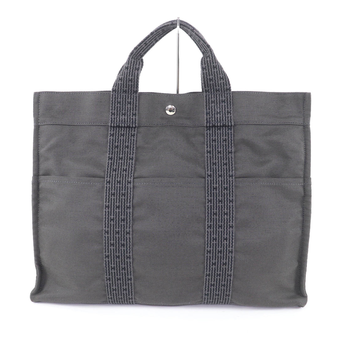 Great HERMES Tote Bag Her LineMM Canvas with Serie buttons gray polyamide Women