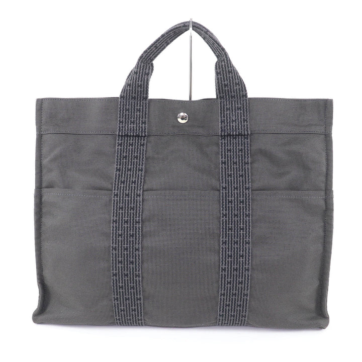 Great HERMES Tote Bag Her LineMM Canvas with Serie buttons gray polyamide Women
