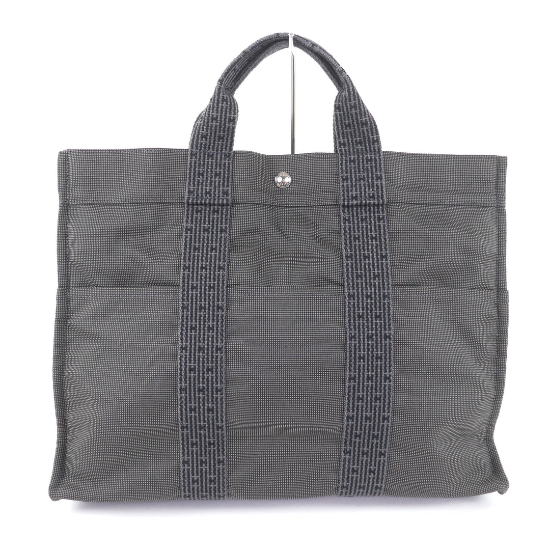 Great HERMES Tote Bag Her LineMM Canvas with Serie buttons gray polyamide Women