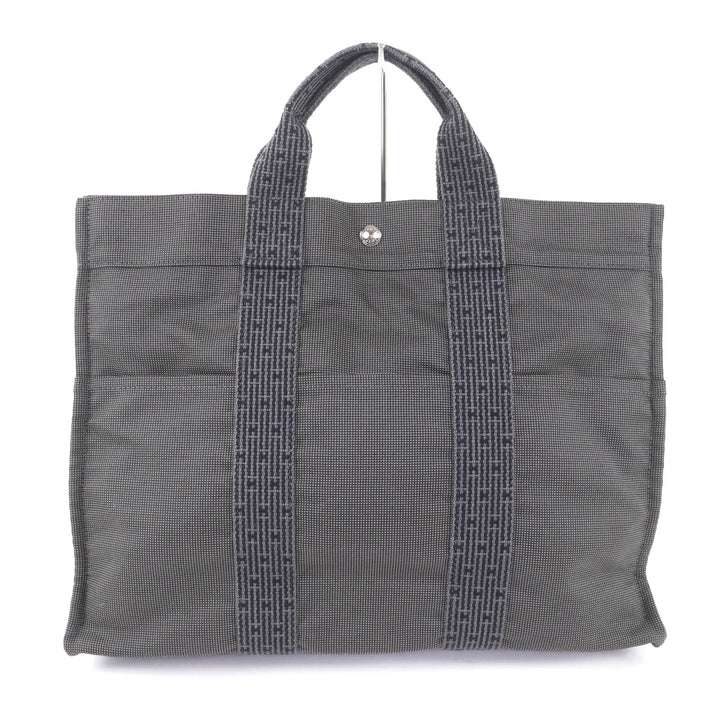 Great HERMES Tote Bag Her LineMM Canvas with Serie buttons gray polyamide Women