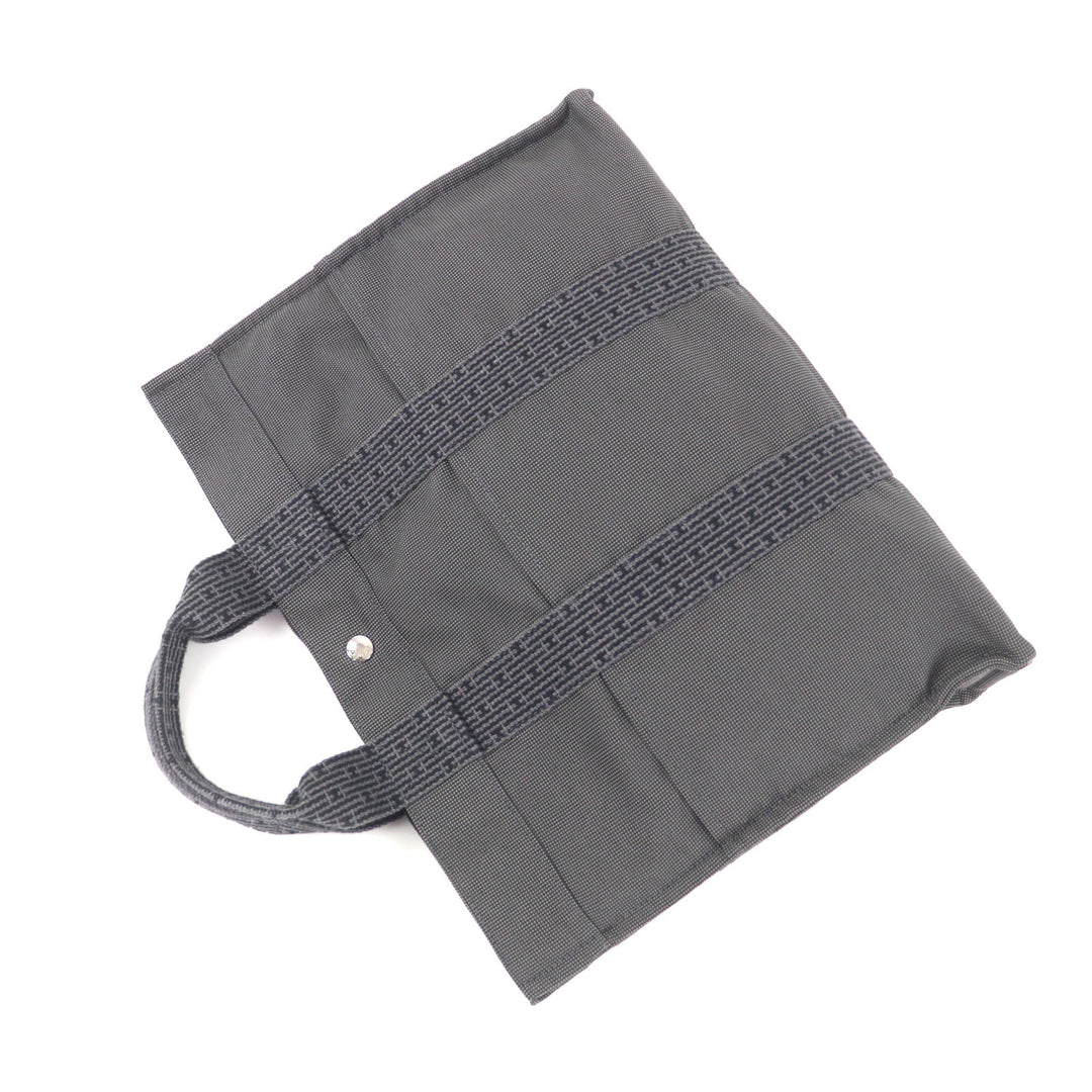 Great HERMES Tote Bag Her LineMM Canvas with Serie buttons gray polyamide Women