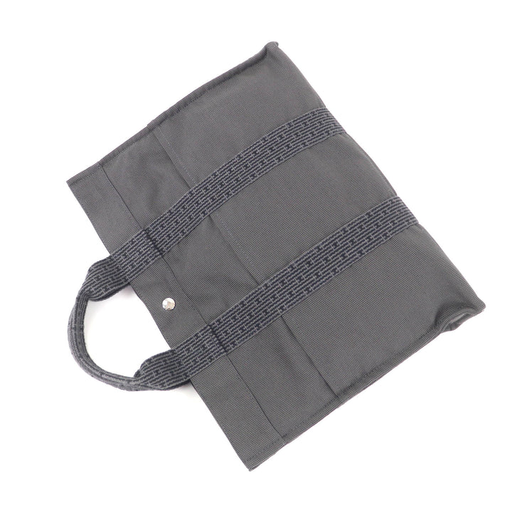 Great HERMES Tote Bag Her LineMM Canvas with Serie buttons gray polyamide Women