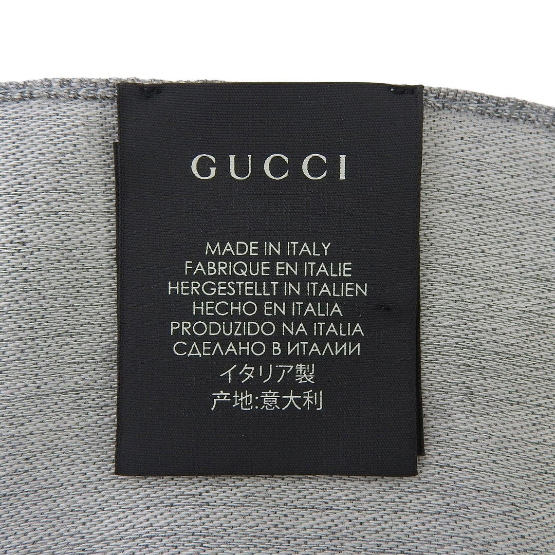 Excellent GUCCI Stall GG pattern with fringe gray wool Women