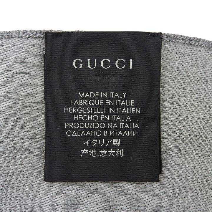 Excellent GUCCI Stall GG pattern with fringe gray wool Women