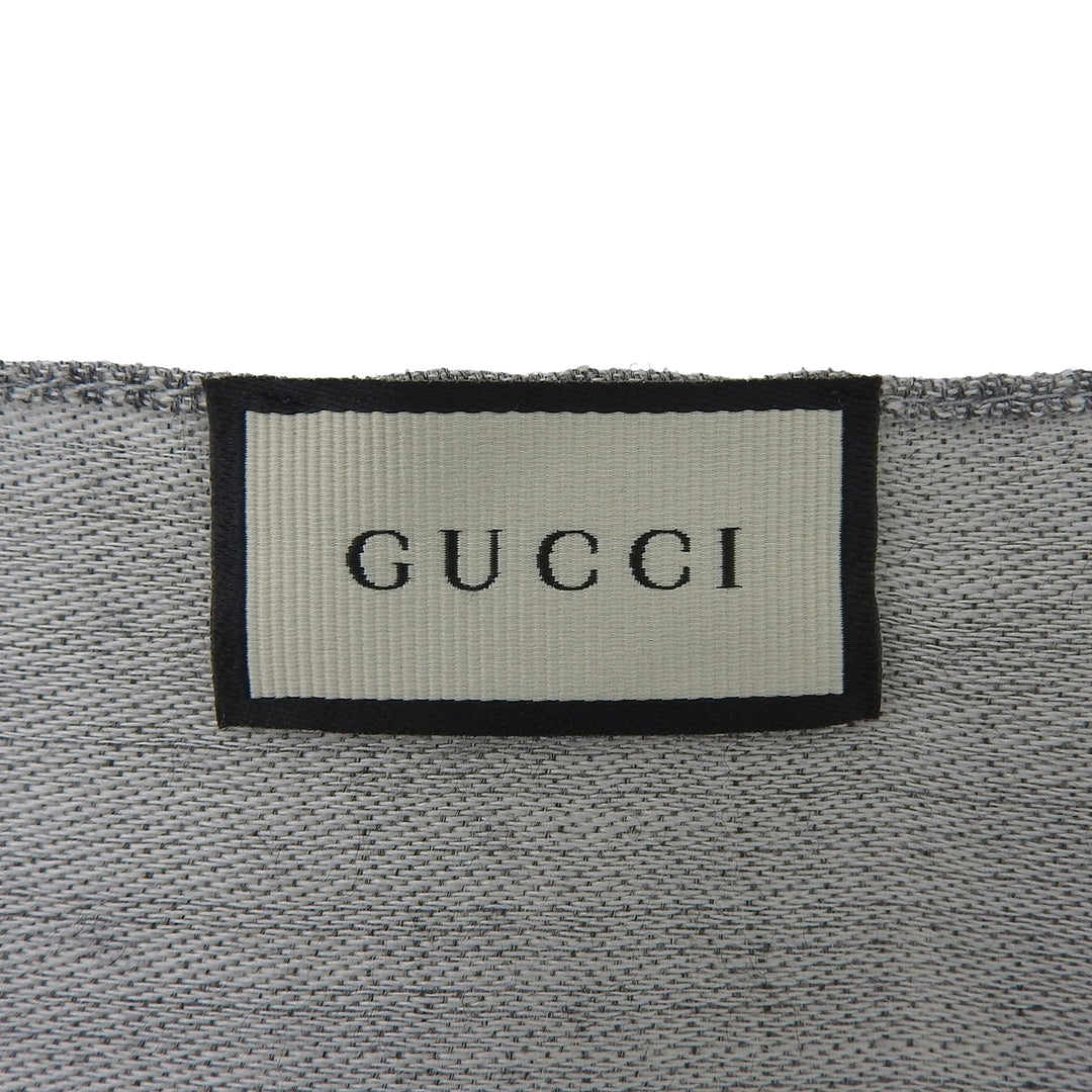 Excellent GUCCI Stall GG pattern with fringe gray wool Women