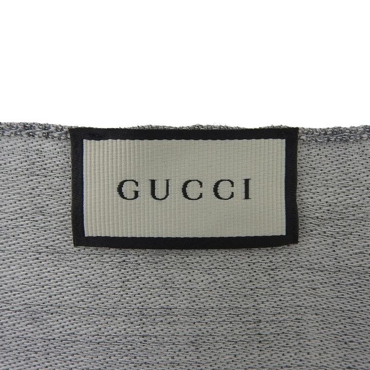 Excellent GUCCI Stall GG pattern with fringe gray wool Women