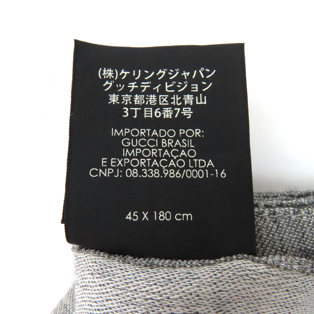Excellent GUCCI Stall GG pattern with fringe gray wool Women