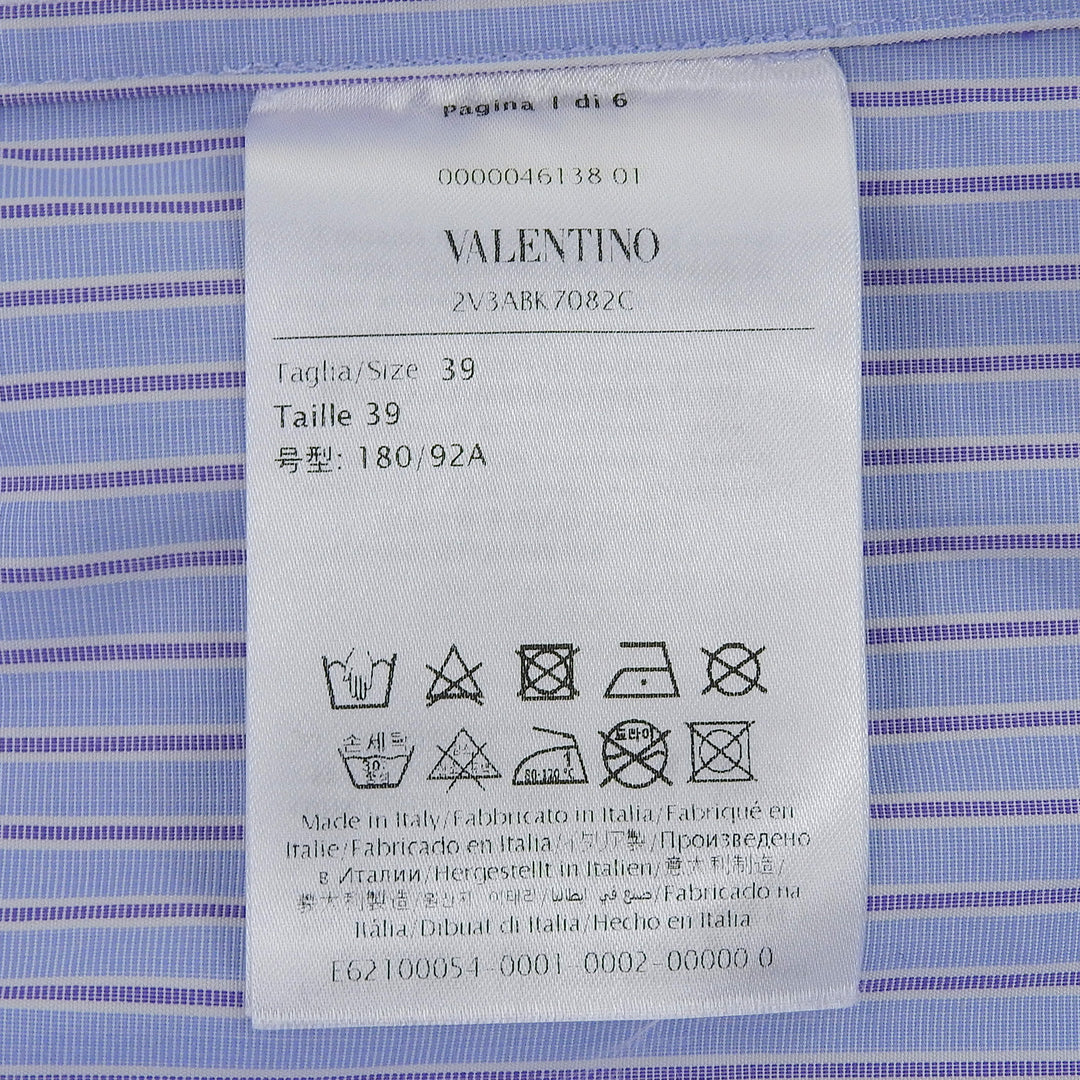 Great VALENTINO Long sleeve shirt Light blue cotton mens 39 2V3ABK7082C