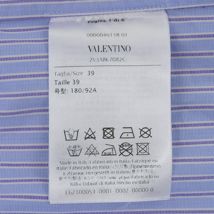 Great VALENTINO Long sleeve shirt Light blue cotton mens 39 2V3ABK7082C