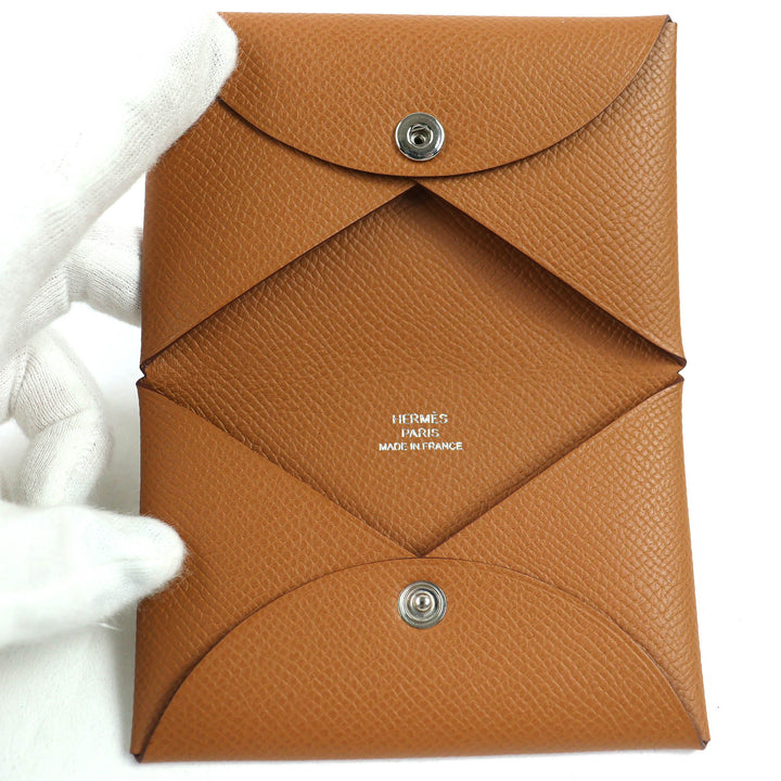 新品 HERMES 三つ折り財布 ベアン コンビ Hロゴ メタル コンパクトウォレット エプソン